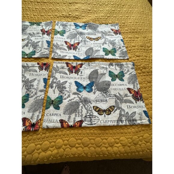 Butterfly-Themed Cotton Linen Placemats  Set Of 4 - Picture 1 of 6